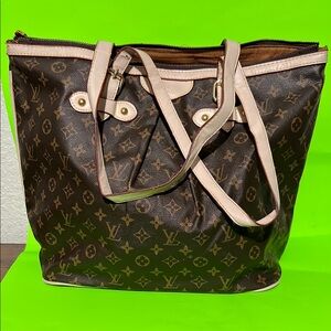 Designer Monogram Brown Tote with Trim
